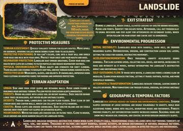 Card with information and a photo about landslides