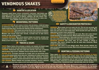 Card with information and a photo about Venemous snakes
