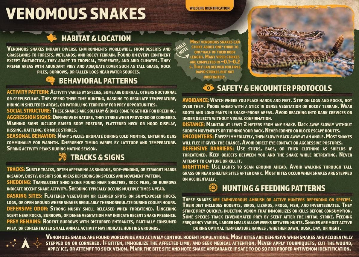 VENOMOUS SNAKES reference card
